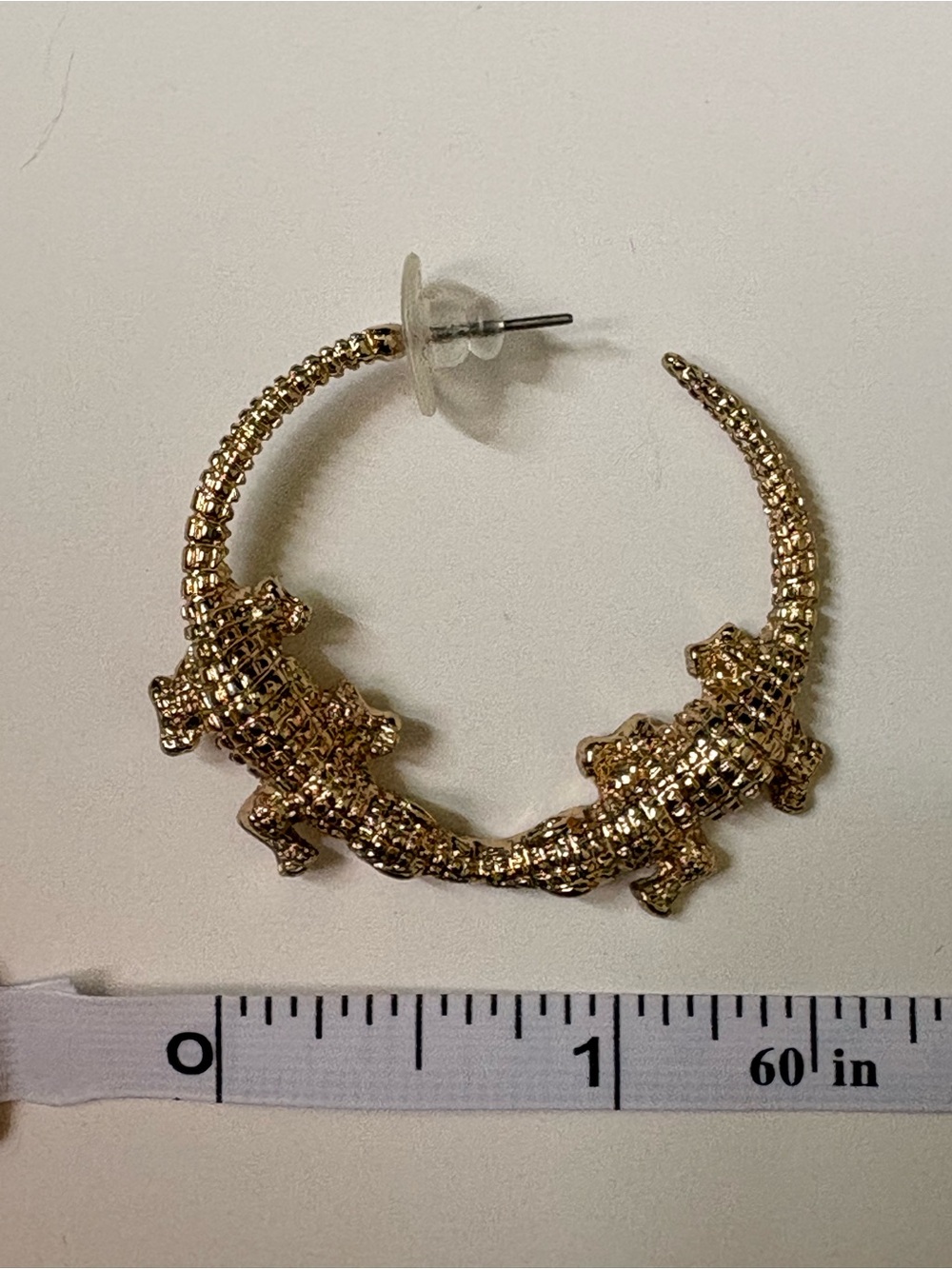 Betsey Johnson Gold Alligator Hoop Earrings - Picture 2 of 3